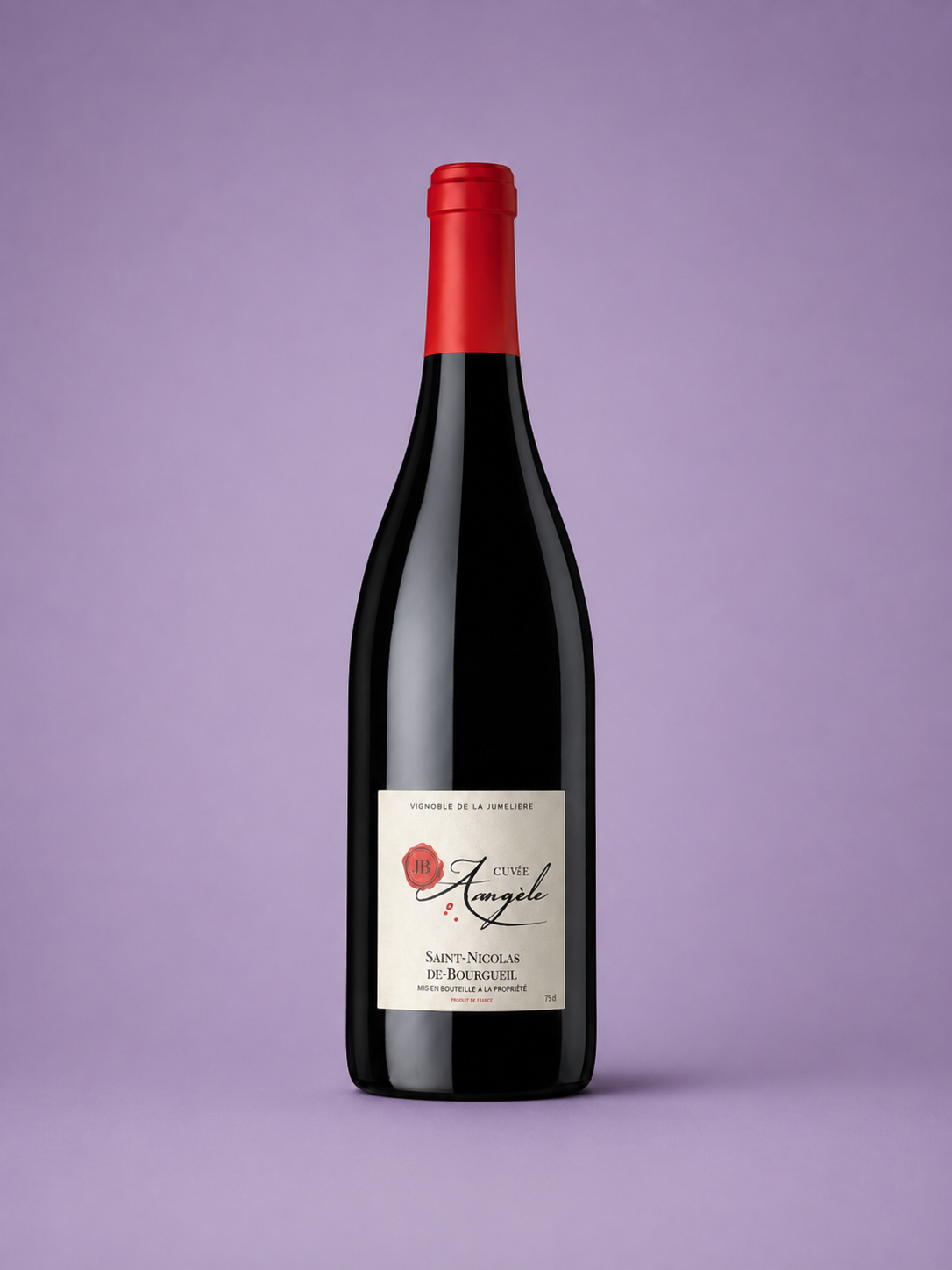 Bouteille de la Cuvée Angèle, vin rouge bio AOC Saint-Nicolas-de-Bourgueil, Vignoble de la Jarnoterie