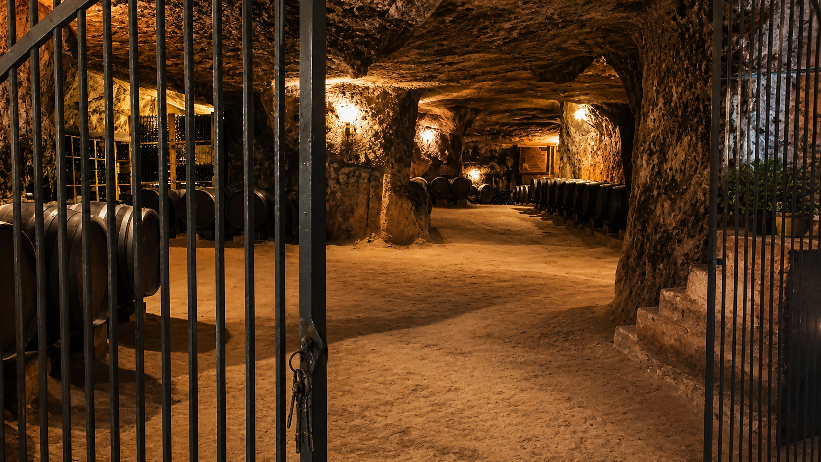 Tuffeau-stone cellar at Vignoble de la Jarnoterie, Saint-Nicolas-de-Bourgueil